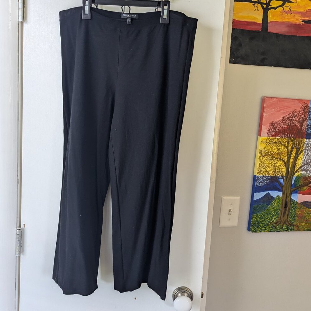 Eileen Fisher Black Wide Leg Pants Size Large Petite